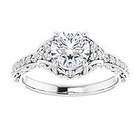 3.5 Carat Round Moissanite Engagement Ring Wedding Eternity Band Vintage Solitaire Halo Setting Silver Jewelry Anniversary Promise Vintage Ring Gift for Her