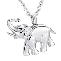 weikui Urn Necklaces June Birthstone Memorial Ash Pendant Stainless Steel Keepsake Cremation Ashes Jewelry Cute Elephant