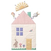 Itzy Ritzy Tummy Time Play Mat, Includes Sun-Shaped Bolster, Mirror & Crinkle Sound Toy, Pastel Cottage