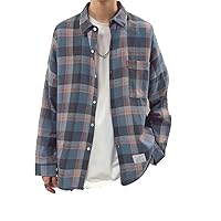 Spring Autumn Plaid Shirt Men All Match Casual Tops Long Sleeve Outerwear Chic Loose Male Clothes
