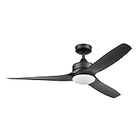 Honeywell Ceiling Fans Lynton, 52 Inch Indoor Outdoor Ceiling Fan with Color Changing LED Light, Remote Control, Matte Black High Performance Blades, Reversible Airflow - 51854-01 (Black)