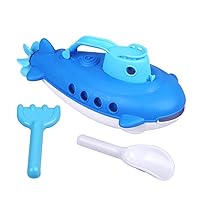 Submarine Watercraft with Spinning Rear Propeller Summer Bath Toy Beach Kettle Boat Outdoor Water Spraying Tool for Children 1Set Blue