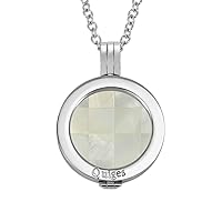 Quiges 70cm Necklace Set Silver Plated Stainless Steel with Pendant and 25mm Small Coin