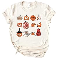 Halloween Thanksgiving Pumpkin Shirts Women Fall T-Shirts Cute Autumn Graphic Tees Tops