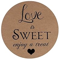 1.9 Inch Love is Sweet Enjoy a Treat Stickers Wedding Favors 60 Labels Kraft