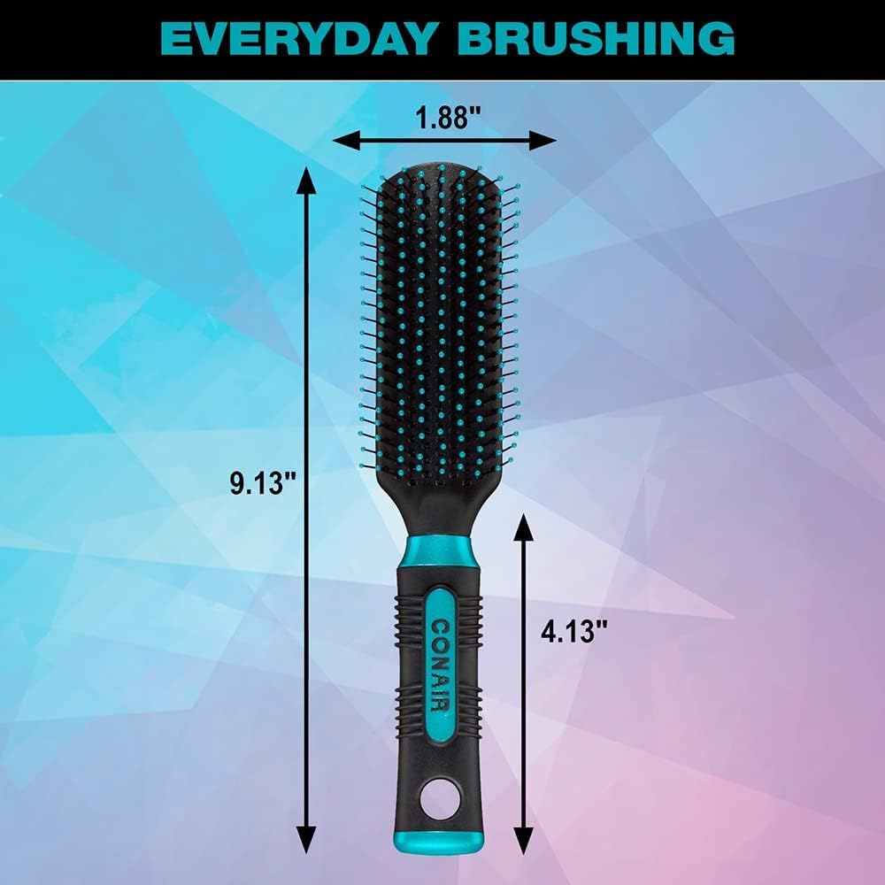 Conair Salon Results Hairbrush for Men and Women, Hairbrush for Everyday Brushing with Nylon Bristles, Color May Vary, 1 Pack
