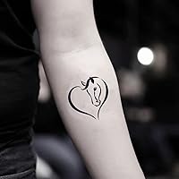 Horse Heart Temporary Tattoo Sticker (Set of 2) - OhMyTat