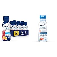 Clear Nutrition Liquid Drink, 0g fat, 8g of protein, Mixed Fruit, 10 Fl Oz (Pack of 12) & Ensure Pre-Surgery, Clear Carbohydrate Drink, Strawberry, 10 Fl Oz (Pack of 4)