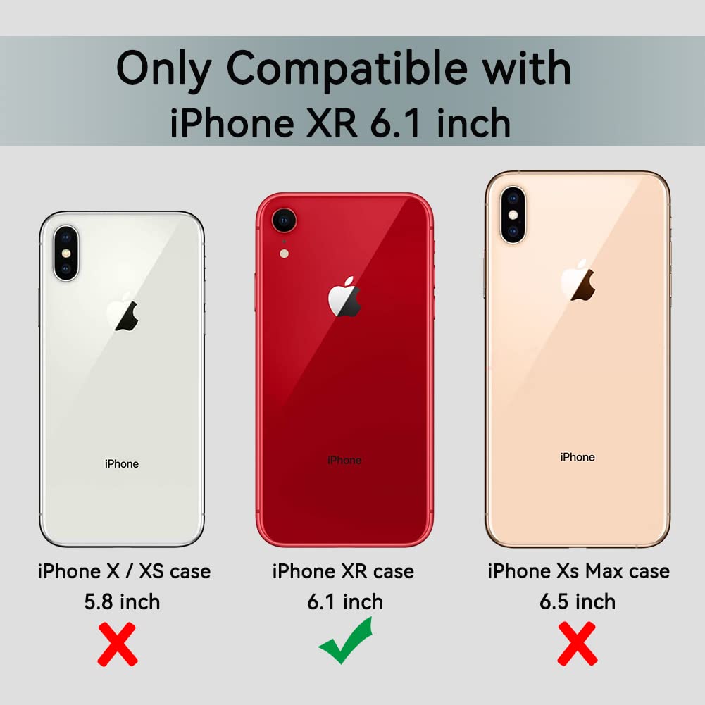 COOLQO Compatible for iPhone XR Case, with [2 x Tempered Glass Screen Protector] Clear 360 Full Body Coverage Hard PC+Soft Silicone TPU 3in1 [Heavy Duty Shockproof Defender] Phone Protective Cover