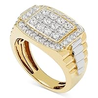 1 CT Round Created Diamond Men's Wedding Engagement Ring 14k Two Tone Gold Finish