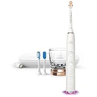 Philips Sonicare DiamondClean Smart 9500 Electric Toothbrush, Sonic Toothbrush with App, Pressure Sensor, Brush Head Detection, 5 Brushing Modes and 3 Intensity Levels, Rosegold, Model HX9923/61