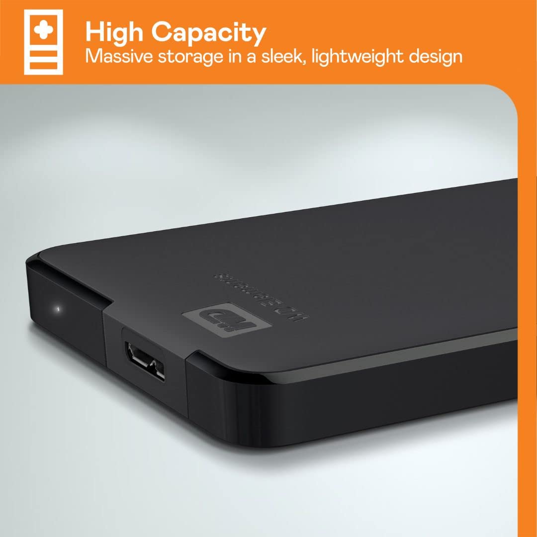 WD 2TB Elements Portable HDD, External Hard Drive, USB 3.0 for PC & Mac, Plug and Play Ready - WDBU6Y0020BBK-WESN