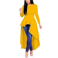 Womens Dresses for Wedding Guest Long Sleeve, Sleeve for Long Women Tops Bodycon Dress Low Ruffle High Dresses