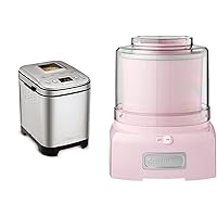 Bread Maker Machine, Compact and Automatic, Customizable Settings, Up to 2lb Loaves, CBK-110P1, Silver,Black & ICE-21PKP1 Frozen Yogurt - Ice Cream & Sorbet Maker, Pink, 1.5 Quart