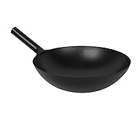 TrueCraftware– 16” Commercial Grade Japanese Wok Steel Pan- Traditional Japanese Cookware Wok Stir Fry Pans Traditional Woks Grilling Frying Steaming For Authentic Asian Food