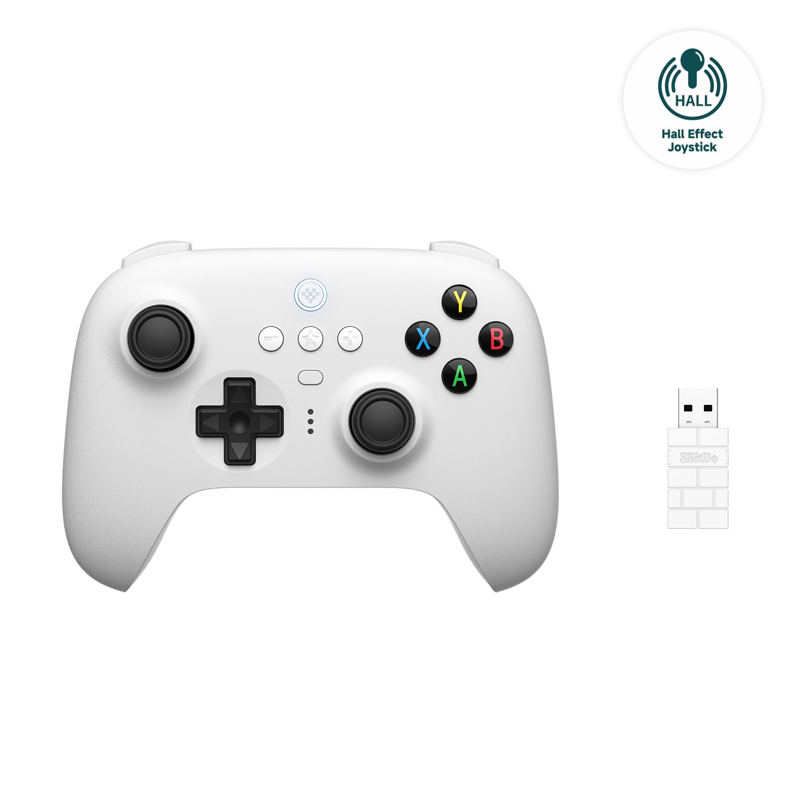 8Bitdo Ultimate 2.4G Wireless Controller, Hall Effect Joystick Update, Gaming Controller with Charging Dock for PC, Android, Steam Deck & Apple (White)