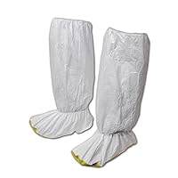 MAGID SC116L EconoWear Disposable Tyvek Knee High Boot Covers with Yellow Vinyl Sole, Large, White (25 Pairs)