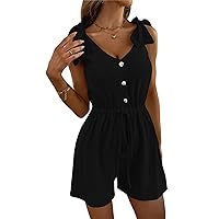 Women's Rompers For Summer V-Neck Sleeveless Jumpsuit Waist Fashion Wide-Leg Pants Shorts Beach Outfits