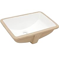 Undermount Bathroom Sink White - Sarlai 19.4 x 13.7 inch Rectangular Undermount Vessel Sink Modern White Ceramic Rectangle Sink, Vanity Sink Art Basin with Overflow, Interior Bowl Size 17.3