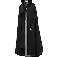 Women's Trench Coat Gothic Long Cloak Autumn And Winter Hoodies Robe Wool Blend Hooded Cape Poncho Maxi Cloak Coat