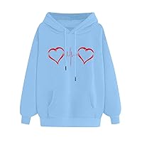 Heart Shaped Oversized Hoodie For Women Long Sleeve Cute Hoodies Pullover Front Pocket Fall Winter Clothes Shirt