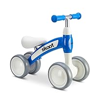 Skoot Balance Bike for Children 10m and Up to 45lbs Featuring Padded Seat for Comfort, 6” Scratch-Resistant Wheels, Height-Adjustable Handlebars, and 135 Degree Steering Limit (Blueness)