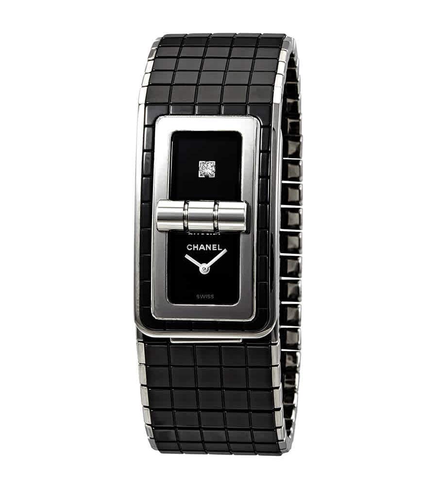Chanel Black Code Coco Black Diamond Dial Ladies Steel and Ceramic Watch H5147