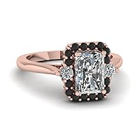 Choose Your Gemstone Halo Radiant Diamond CZ Petite Ring rose gold plated Radiant Shape Halo Engagement Rings Matching Jewelry Wedding Jewelry Easy to Wear Gifts US Size 4 to 12
