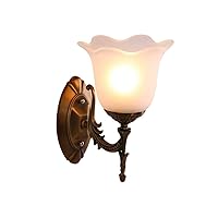 Wall Mounted Light Retro Rustic Nordic Glass Wall Lamp Bedroom Bedside Wall Sconce Vintage Industrial Wall Light Fixtures Indoor Lighting Decoration Wall Lamp Living Room Bedroom Metal Copper Gl