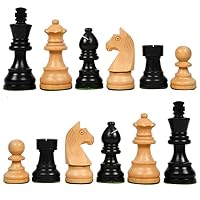 Combo of Tournament Series Staunton Chess Pieces with Down Head Knight in Ebonized & Box Wood - 3