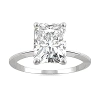 Riya Gems 5 CT Radiant Cut Colorless Moissanite Engagement Ring Wedding/Bridal Rings, Diamond Ring, Anniversary Solitaire Halo Accented Promise Vintage Antique Gold Silver Rings for Gift