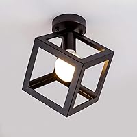 Geometric Metal Iron Frame Ceiling Light Surface Mount E27 Light Fixture Modern Simple Ceiling Lamp for Hallway Living Room Farmhouse Stairway Porch Bedroom Kitchen Entryway