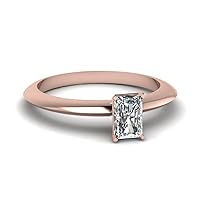 Choose Your Gemstone Knife Edge Solitaire Ring Rose Gold Plated Radiant Shape Solitaire Engagement Rings Ornaments Surprise for Wife Symbol of Love Clarity Comfortable US Size 4 to 12