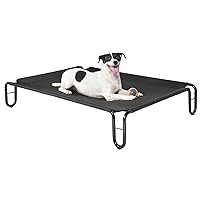 Elevated Outdoor Dog Bed - Dog Cots beds for Medium Dogs, Waterproof Raised Dog Bed Easy to Assemble, Cooling Elevated Dog Bed with Teslin Mesh, Durable, Non Slip, Up to 40 lbs,Black