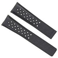 Ewatchparts LEATHER BAND STRAP 22MM COMPATIBLE WITH TAG HEUER CARRERA CV2A10 CALIBRE 11 BLACK PERFORAT