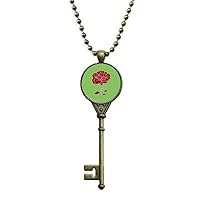 Red Carnation Mother Day Flower Key Necklace Pendant Tray Embellished Chain