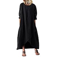 Women Casual Long Sleeves O Neck Slit Irregular Hem Plus Size Long Dress Sexy Party Dresses for Clubbing