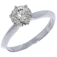 14k White Gold 1.25 Carats Solitaire Brilliant Round Diamond Engagement Ring