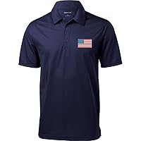 Mens US Flag (Pocket Print) Textured Polo Shirt