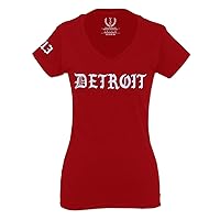 VICES AND VIRTUES Detroit 313 Michigan City Hip HOP Hipster Streetwear for Women V Neck Fitted T Shirt