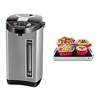 Chefman Electric Hot Water Pot Urn w/Auto & Manual Dispense Buttons, 5.3L/5.6 Qt/30+ Cups & Compact Glasstop Warming Tray, Black