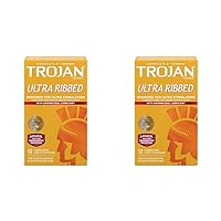 TROJAN Stimulations Ultra Ribbed Spermicidal Condoms, 12 Count (Pack of 2)