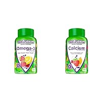 Omega-3 Gummy Vitamins, Berry Lemonade Flavored, Heart Health Vitamins(1) & Chewable Calcium Gummy Vitamins for Bone and Teeth Support, Fruit and Cream Flavored
