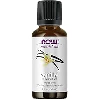 NOW Essential Oils, Vanilla Oil, Blend of Pure Vanilla Bean Extract in Pure Jojoba Oil, Sweet Aromatherapy Scent, Vegan, Child Resistant Cap, 1-Ounce