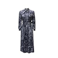 Women' Printed A-Line Dress Long Lantern Sleeves Pleated Simple Plus Size Spring Elegant Party