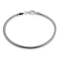 5pcs Adabele 304 Grade Surgical Stainless Steel Hypoallergenic 7 inch Snake Chain Bracelet 3mm Diameter Jewelry Making Chain for Large Hole Bead Charm SJF177-2