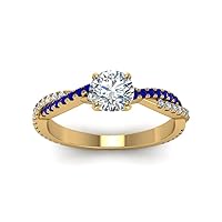 Choose Your Gemstone Twisted Vine Diamond CZ Ring Yellow Gold Plated Round Shape Side Stone Engagement Prong Setting Birthstone Ring for Womens & Girls Size US 4 to 12