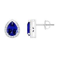 Solitaire Stud Earring !! 925 Sterling Silver Pear 1.800 Ctw Cubic Zircon Gemstone Women/Girl Earring