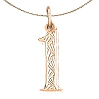 Number One | 14K Rose Gold Number One, 1 Pendant with 18