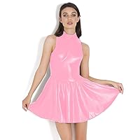 Plus Size Summer Sleeveless Skater Mini Dress Casual Pleated Dress